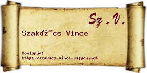 Szakács Vince névjegykártya